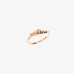 Anello nodo in oro rosa 9K con 6 diamanti