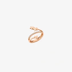 Anello stellina a spirale in oro rosa con diamanti.