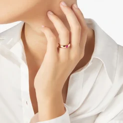 DAC3000 HEART SR09R 100 Dodo heart ring rose gold synthetic ruby