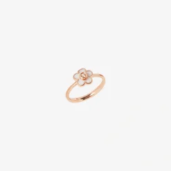 Anello fiore in oro rosa 9K con diamante