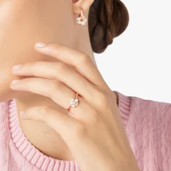 DAC3004 FLOWS EBB9R 110 Dodo flower ring rose gold mother pearl enamel white diamond