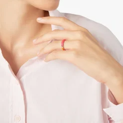 DAC3007 RONDE AFRAG 100 Dodo rondelle ring rose gold plated silver orange pink enamel
