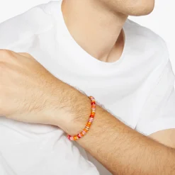 DBC2004 RONDE RORAG 120 Dodo rondelle bracelet 18k rose gold plates silver recycled plastic red