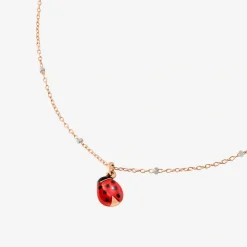 Alternative view of Collana in oro rodiato con ciondolo coccinella