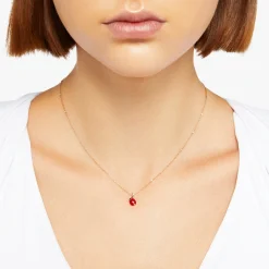 DCB9001 LADYX ERO9R 100 Dodo mini ladybird necklace 9k white gold 9k rose gold red enamel