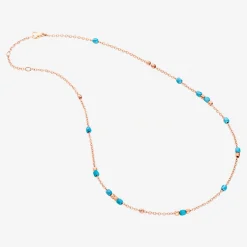 Alternative view of Collana mini granelli in oro rosa 9K e ceramica turchese.