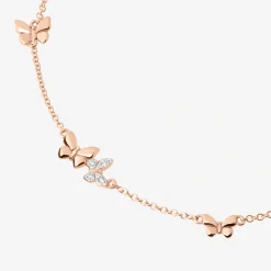 Alternative view of Collana farfalla in oro rosa 9K con diamanti e zaffiri