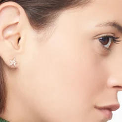 DHB5001 STARS DBR9R 100 Dodo precious star earring 9k rose gold brown diamonds