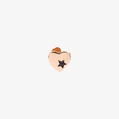 Alternative view of Orecchino cuore in oro rosa con diamante. Mezzo paio