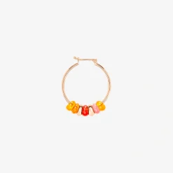 Orecchino cerchio rondelle in argento dorato oro rosa 18K. Mezzo paio
