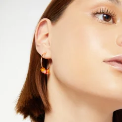 DHC2006 RONDE RORAG 100 Dodo rondelle earring 18k rose gold plated silver rondelle 18k rose gold plated silver recycled plastic red