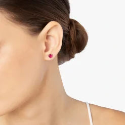 DHC3000 HEART SR09R 100 Dodo heart earring rose gold synthetic ruby