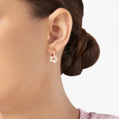 DHC3004 FLOWS EPB9R 100 Dodo flower stud earring rose gold mother of pearl enamel