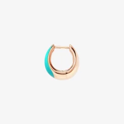 Orecchino rondelle in argento dorato oro rosa 18K e smalto turchese. Mezzo paio.