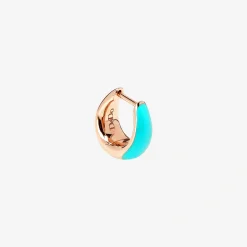 Alternative view of Orecchino rondelle in argento dorato oro rosa 18K e smalto turchese. Mezzo paio.
