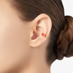 DHC3007 RONDE RORAG 100 Dodo rondelle earcuff rose gold plated silver red enamel