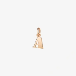 Ciondolo lettera "A" in oro rosa. Modello grande.