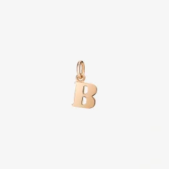 Ciondolo lettera "B" in oro rosa. Modello grande.