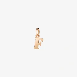 Ciondolo lettera "F" in oro rosa. Modello grande.