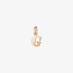 Ciondolo lettera "G" in oro rosa. Modello grande.