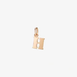 Ciondolo lettera "H" in oro rosa. Modello grande.