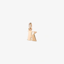 Ciondolo lettera "K" in oro rosa. Modello grande.