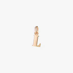 Ciondolo lettera "L" in oro rosa. Modello grande.
