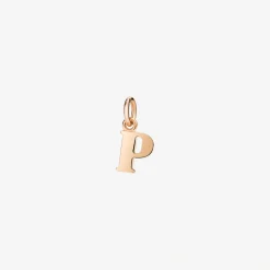 Ciondolo lettera "P" in oro rosa. Modello grande.