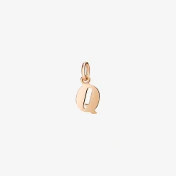 Ciondolo lettera "Q" in oro rosa. Modello grande.