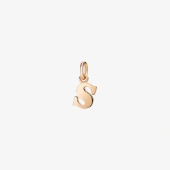 Ciondolo lettera "S" in oro rosa. Modello grande.