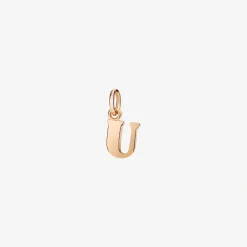 Ciondolo lettera "U" in oro rosa. Modello grande.