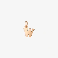 Ciondolo lettera "W" in oro rosa. Modello grande.