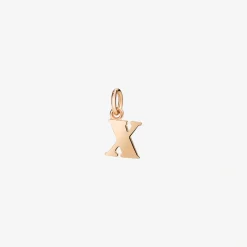 Ciondolo lettera "X" in oro rosa. Modello grande.