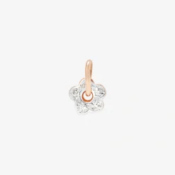 Ciondolo fiore in oro rosa 9K rodiato con diamanti