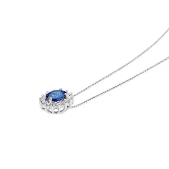 Alternative view of Girocollo in Oro Diamanti e Zaffiro blu ovale