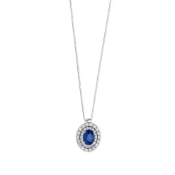 Girocollo in Oro Diamanti e Zaffiro blu ovale